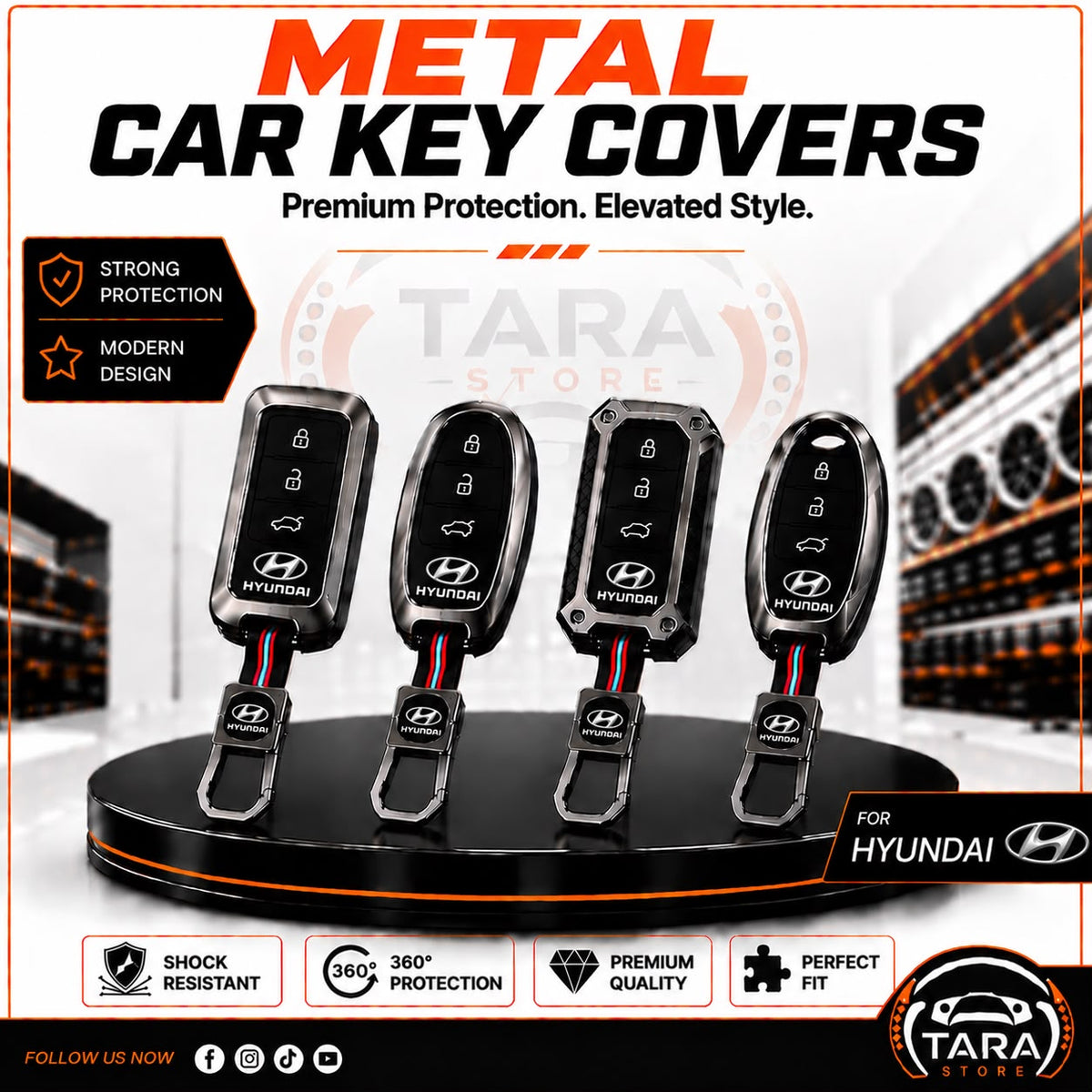 Metal Car Key Cover - Hyundai