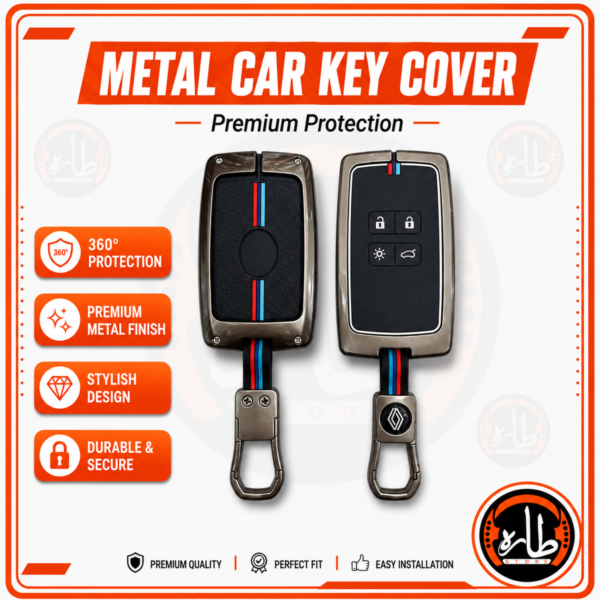 Metal Car Key Cover - RENAULT CARD