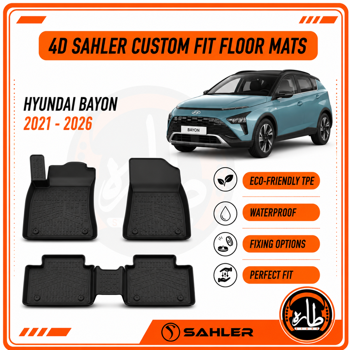 Sahler - CAR FLOOR MAT - HYUNDAI - BAYON 2021:2026