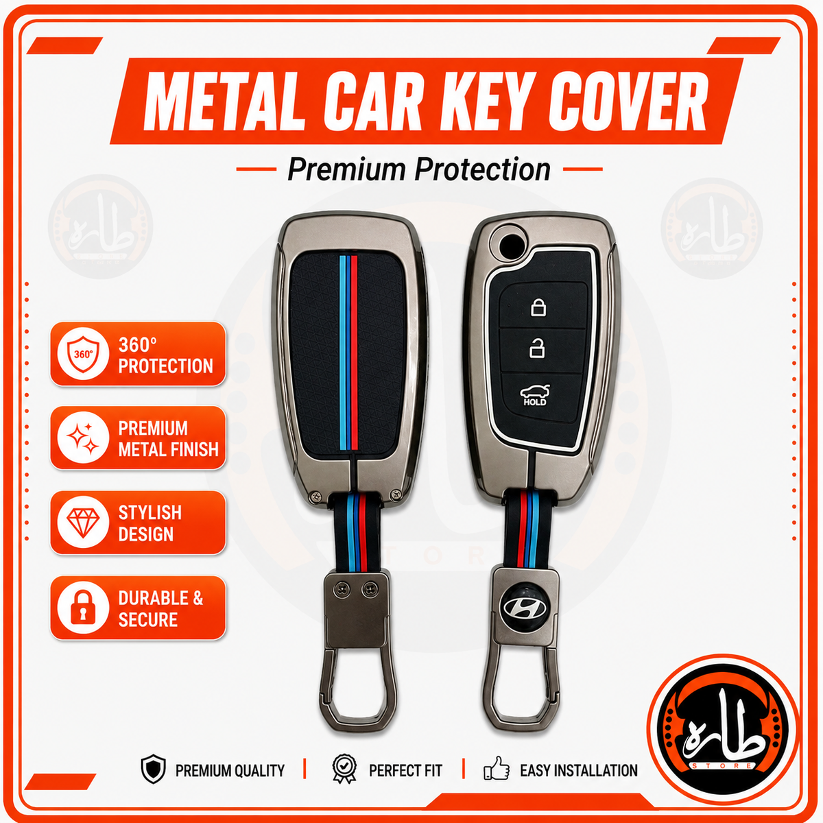 Metal Car Key Cover - Hyundai - cn7
