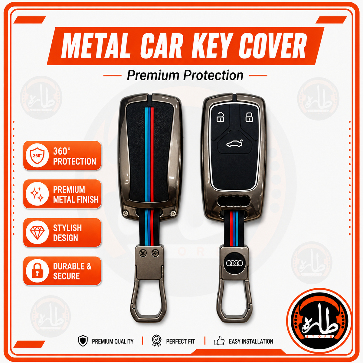 Metal Car Key cover Audi Q7 - Q8 -A4 -A5 -A6